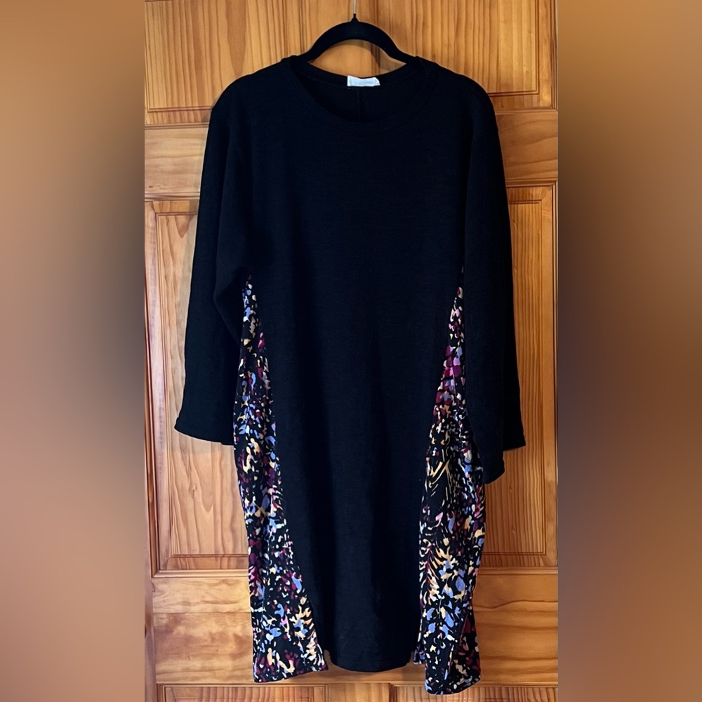 Black Sweater Dress with Vibrant Side Panels